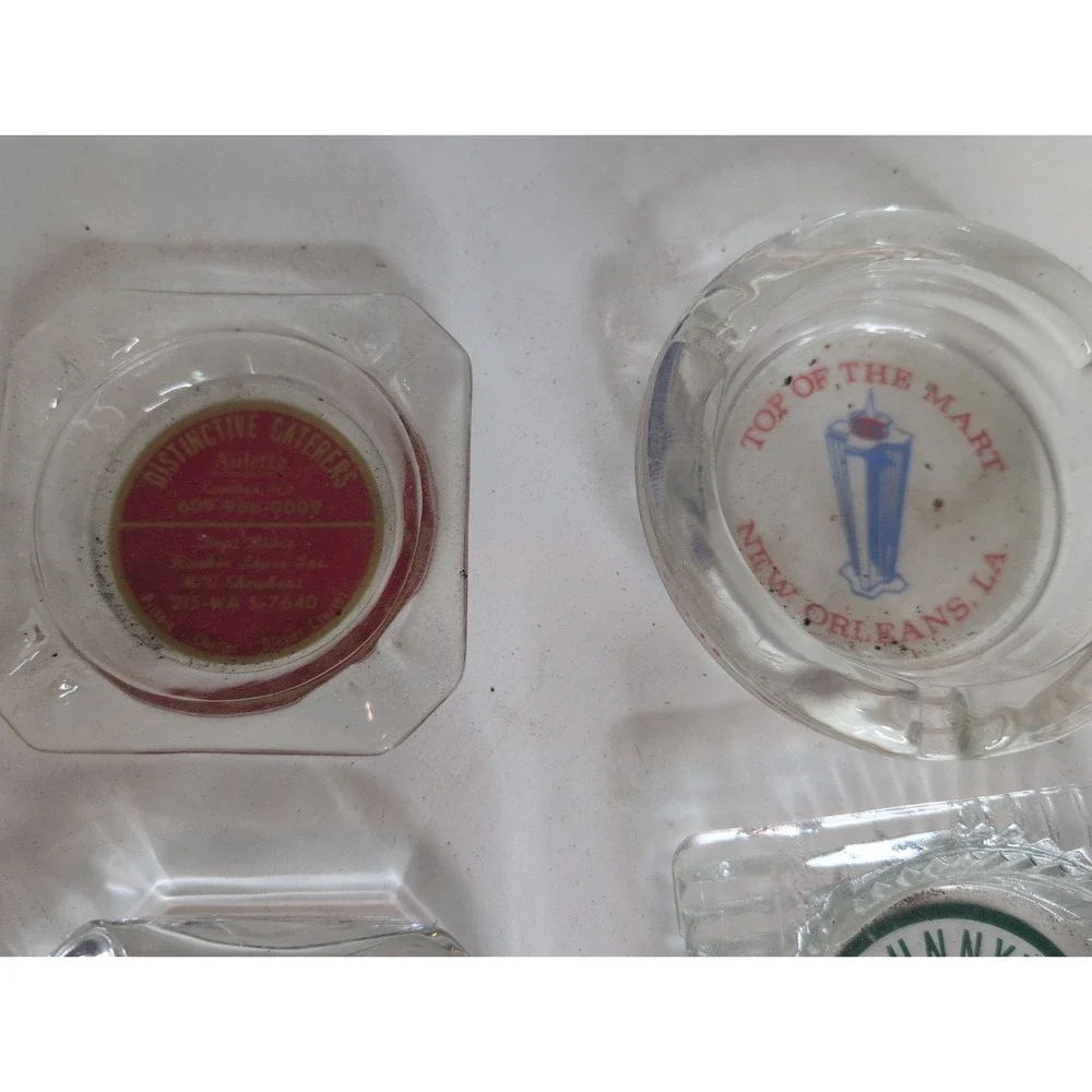 Mixed Lot Of 14 Vintage Glass Ashtrays 50s 60s 70s MCM Gallivans MGM Casino More